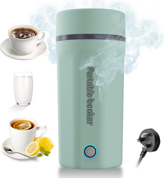 Draagbare elektrische waterkoker - Elektrische waterkoker - Waterkoker - Reiswaterfles - 500 ml - Roestvrij staal - Groen