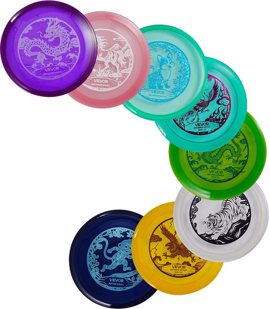 VEVOR Disc Golf Starter Set (8 Stuks), Beginnersfrisbees voor Volledige Lichaamskrachttraining, met Putter, Middenbereik, Driver, Pdga-Goedgekeurd, voor Tuin, Gazon, Strand, Park, Buiten van VEVOR — afbeelding 2