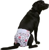 Loopsheidbroekje hond - Roze bloem - Maat XL - Voor grote honden - Herbruikbaar - Hondenluier - Wasbaar