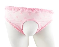 BamBella ® - ondergoed - maat L/XL - Roze heren onderbroek hartjes open kruis kant mannen
