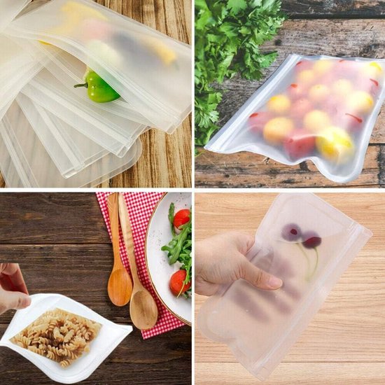PEVA voedselbewaarzakjes - Maat M - 20*22 cm - 10 stuks - Broodzakjes - Snackzakjes voor in de koelkast - Mat transparante afsluitbare zakjes - Herbruikbaar - Verdikte voedselzakjes - Diepvrieszakjes - Voedselbewaarzakjes van Merkloos — afbeelding 5