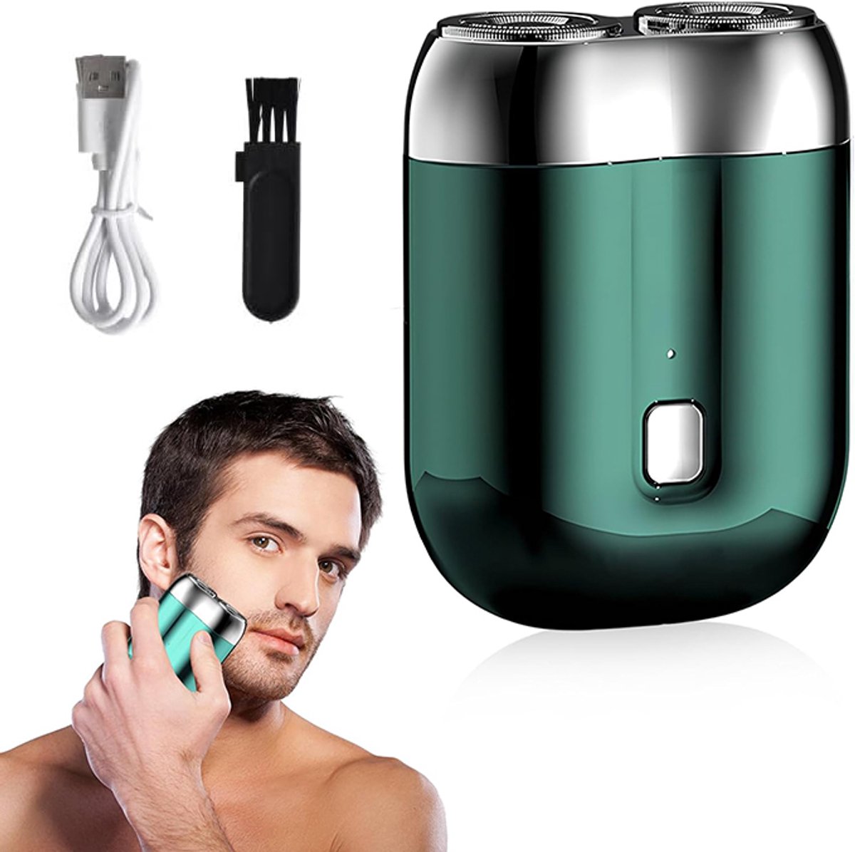 Mini draagbare elektrische scheerapparaat - scheerapparaat mannen - Elektrisch Scheerapparaat - 2-Kop Scheerapparaat - Waterdicht - Lichtgewicht en Comfortabel - nat en droog scheerapparaat - 50 minuten batterijduur - Perfect voor op reis - groen