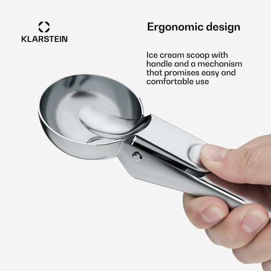 Klarstein FrostFusion ijsschep - roestvrij staal, handige ergonomische handgreep, kan gewoon in de vaatwasser, roestvrij, past bij Klarstein-ijsmachines, metalen schep van Klarstein — afbeelding 2