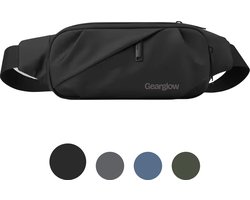 GearGlow® Heuptas - Unisex - Waterdicht - Zwart - Ook draagbaar als Festival Tasje of Fannypack
