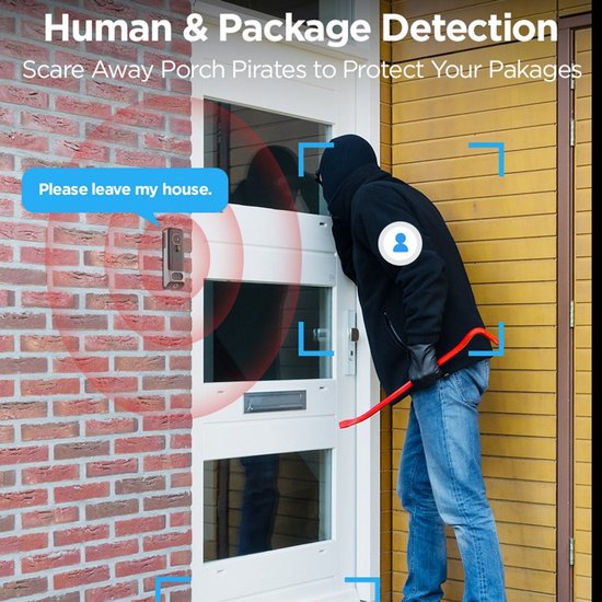 Draadloze WiFi-videodeurbelcamera met bel, 1080P HD Slimme videodeurbel met camera Werkt op batterijen - Draadloze Video Deurbel - Met Camera - Draadloze Beveiligingscamera - Video Doorbell - Deurbel Draadloos - Incl. Gong van BluMill — afbeelding 2