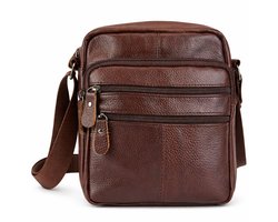 Fana Bags Kleine Leren Schoudertas Bruin - Crossbody Tas Heren Leer - Mannen Tas - Cadeau Mannen - Handige Heren Tas