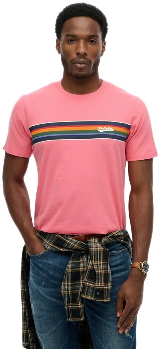 Superdry Outdoor Stripe Logo Relaxed T-shirt Heren T-shirts Roze