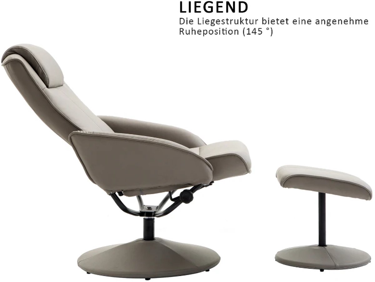 Relaxfauteuil 360° Draaibaar Massagestoel met Voetenbank - afbeelding 2