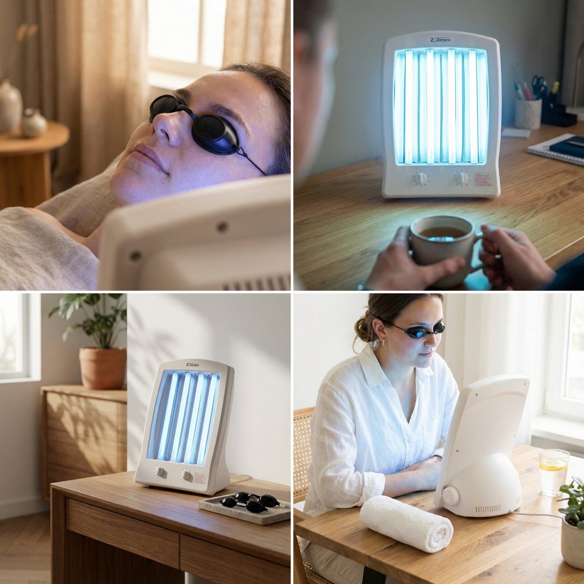 Zonaro Gezichtsbruiner – Zonnebank – Zonnehemel – Gelaatsbruiner – Solarium – Gezichtsbruiner Hals en Schouder – Inclusief 2x Zonnebank Bril – 4x 15W Lampen – Timer & Geheugenfunctie – foto 6