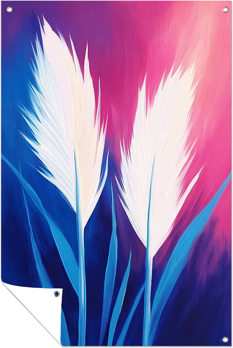 Twee pluimen - Wanddecoratie buiten - Tuinposter - 50x75 cm