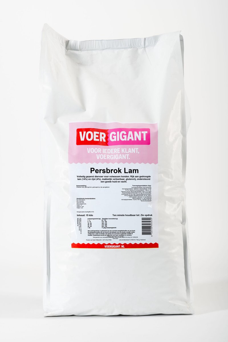 Voergigant Voergigant - Hondenvoer - Lam - 15 kg