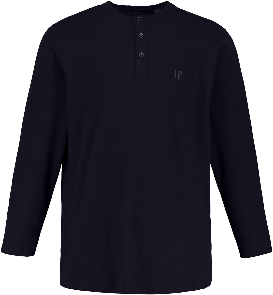 JP 1880 - Heren - Henley basic shirt lange mouwen knoopsluiting - Donkermarine - Maat XXL