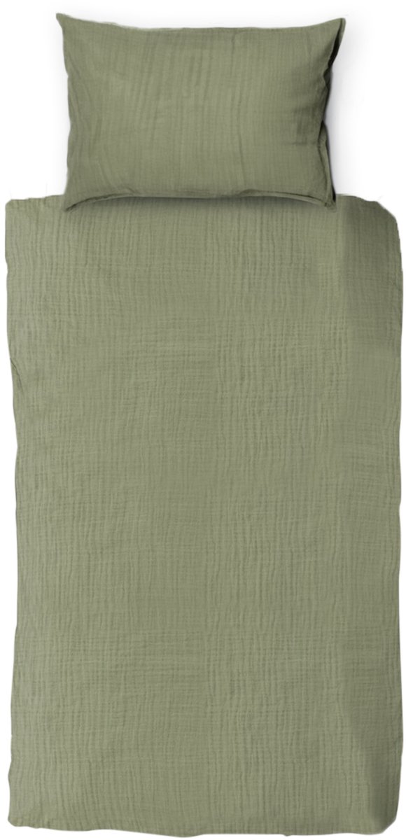 Town & Country Mousseline Dekbedovertrek - 140 x 220 cm - Olijfgroen