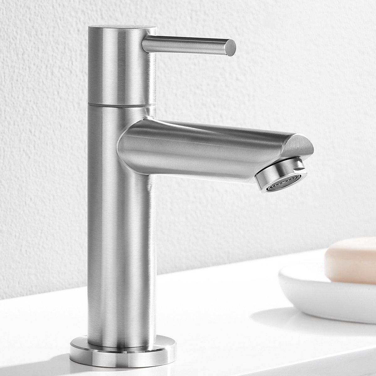 CECIPA max Wastafelkraan Zilver - Voor Koud Water - Enkele koudwaterkraan - Badkamerkraan - Waterbesparend - inclusief aansluitingen