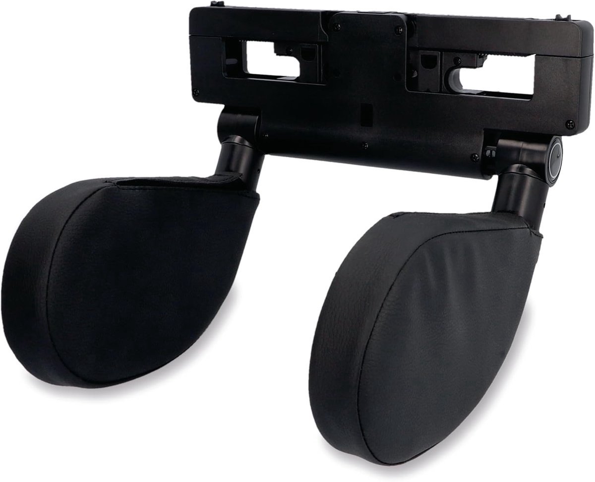 Stunq® Comfortabele hoofdsteun voor autostoel, afneembare neksteun, inklapbaar, 180° draaibaar, verstelbaar van 14-28 cm, zachte en comfortabele bekleding, zwart