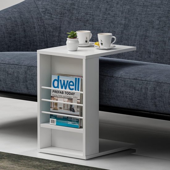 HOMCOM Salontafel met Lades en LED-verlichting, moderne Sofatafel met open opbergruimte, Salontafel, Spaanplaat, Wit | Netherlands