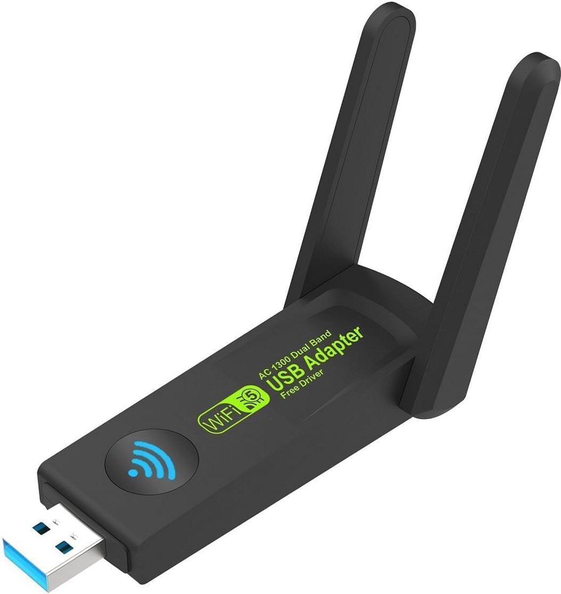 Snelle AC1300 USB 3.0 WiFi Adapter Dual Band met 2x 5dBi Antenne