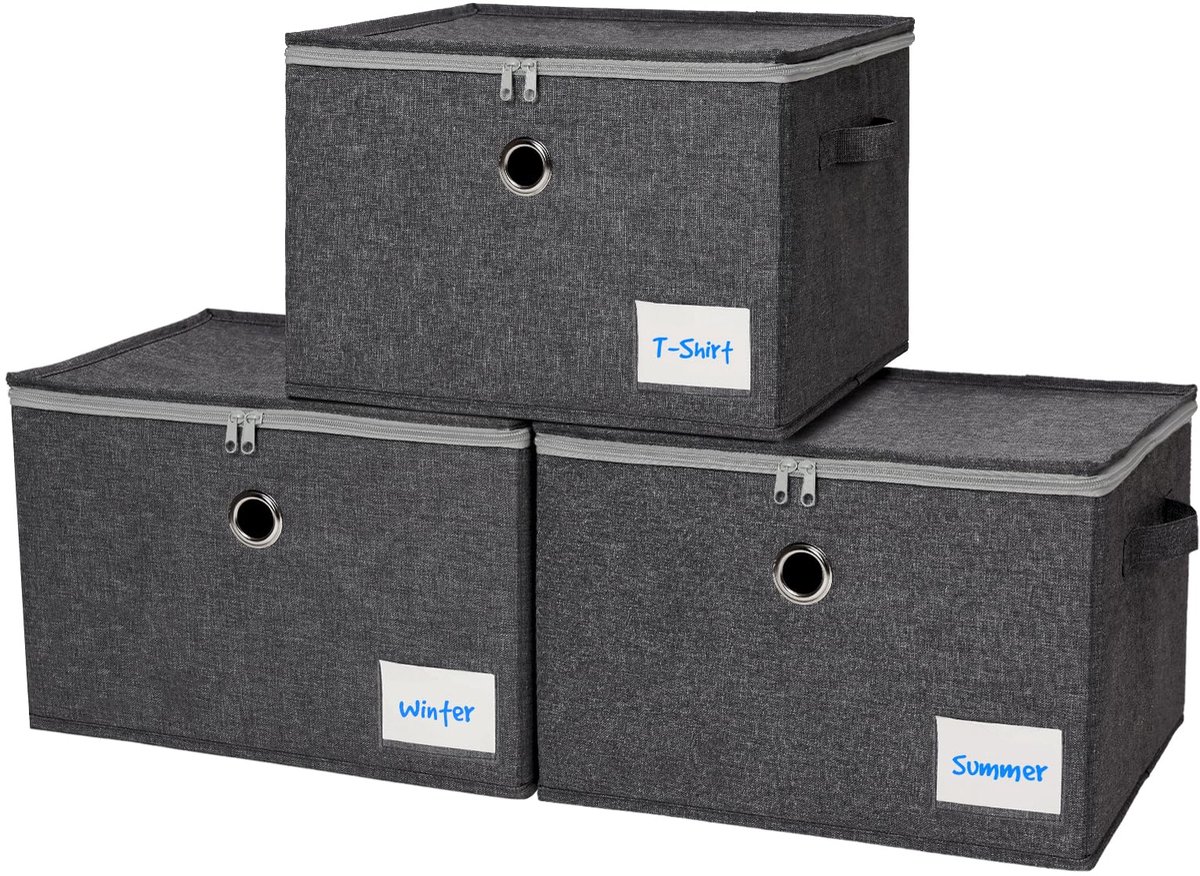 Unyqoos® Opvouwbare stoffen opbergdozen met deksels en handgrepen voor kleding