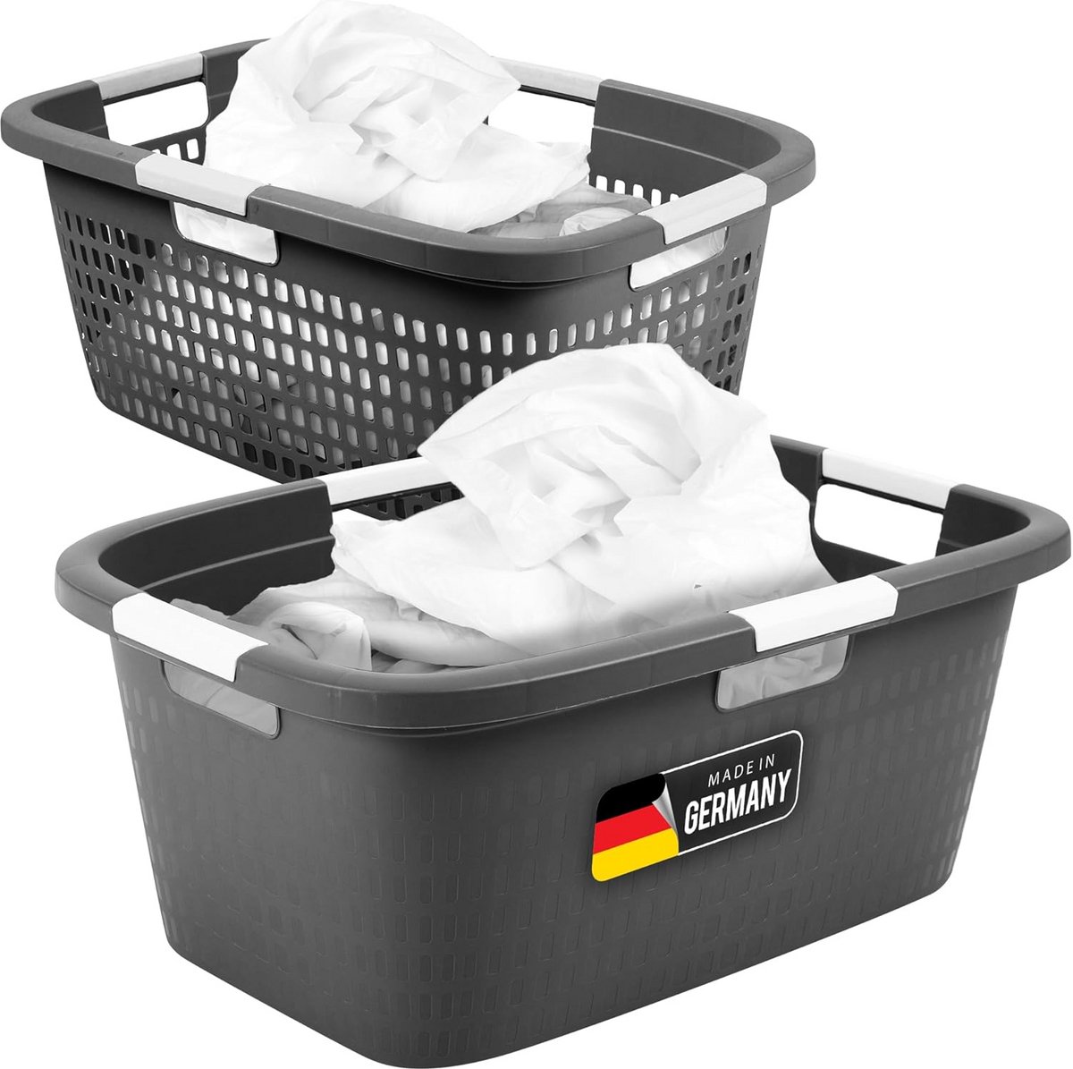 Set van 2 Wasmanden 40 Liter met Wastafel, Ruime en Duurzame Opbergbox voor Was
