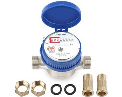 Koudwater meter 1,5 m³/h 0-40 °C 15 mm - Mechanische watermeter voor huis en tuin met eenvoudig af te lezen display