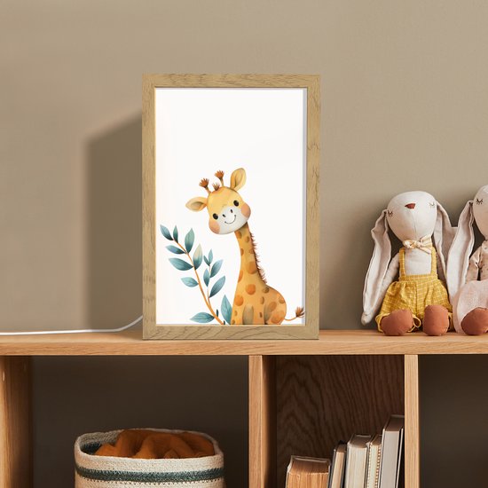 Nachtlampje 20x30 cm - Kinder lamp - Giraf - Dier - Wilde dieren - Tafellamp kinderkamer - Slaapkamer lamp - Bedlamp kinderen - Kinderlampje stopcontact - Wandlamp babykamer - Nachtlampjes van MoonlightTT — afbeelding 3