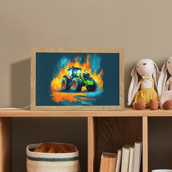 Nachtlampje 30x20 cm - Kinder lamp - Abstract - Tractor - Groen - Tafellamp kinderkamer - Slaapkamer lamp - Bedlamp kinderen - Kinderlampje stopcontact - Wandlamp babykamer - Nachtlampjes van Merkloos — afbeelding 3