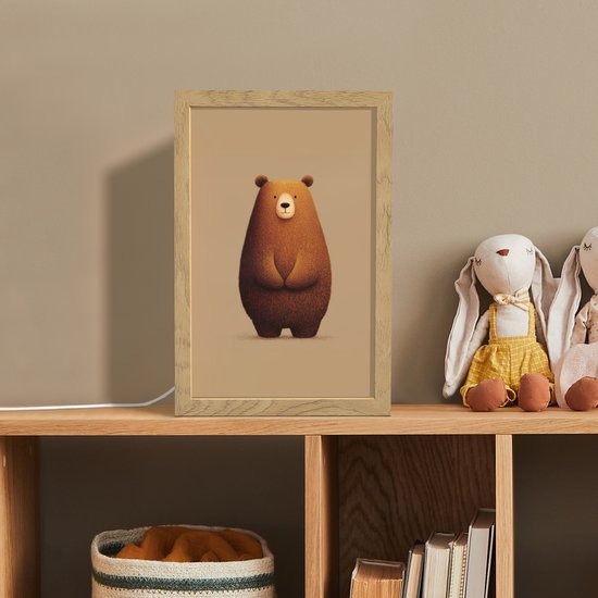 Nachtlampje 20x30 cm - Kinder lamp - Beer - Minimalistisch - Bruin - Tafellamp kinderkamer - Slaapkamer lamp - Bedlamp kinderen - Kinderlampje stopcontact - Wandlamp babykamer - Nachtlampjes van Walplus — afbeelding 3