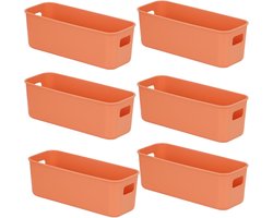 EURXLQ 6 Opbergdoos 28c×10×11 cm,Kunststof Opbergmand met Handgrepen,Keukenkast,Opbergdoos,Kunststof Doos Organizer box voor Badkamer,Keuken (Oranje)