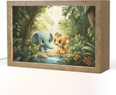 Veilleuse 30x20 cm - Lampe Kinder - Éléphant - Tigre - Forêt - Jungle - Lampe de table chambre d'enfant - Lampe de chambre à coucher - Lampe de lit pour enfants - Petite lampe enfant prise - Lampe murale chambre bébé - Veilleuses