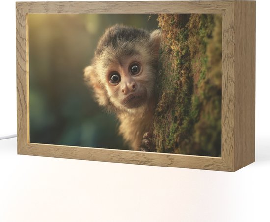Nachtlampje 30x20 cm - Kinder lampje - Aap - Boomstronk - Bruin ...