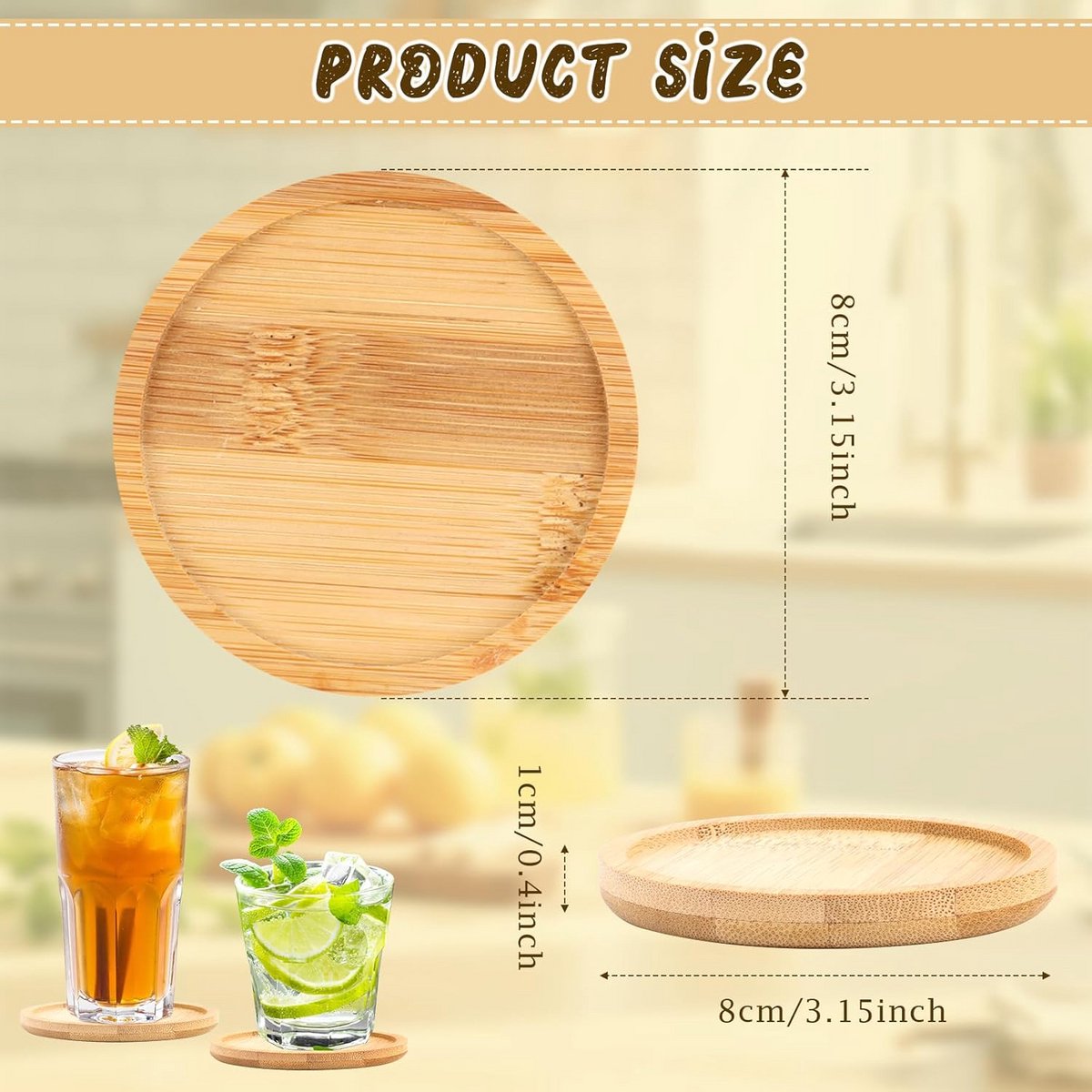 Set van 2 Ronde Bamboe Onderzetters voor Kaarsen en Decoratie