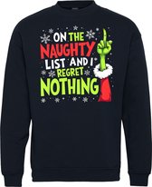 Kersttrui On The Naughty List | Foute Kersttrui heren dames | Christmas Sweater | Navy | maat 3XL