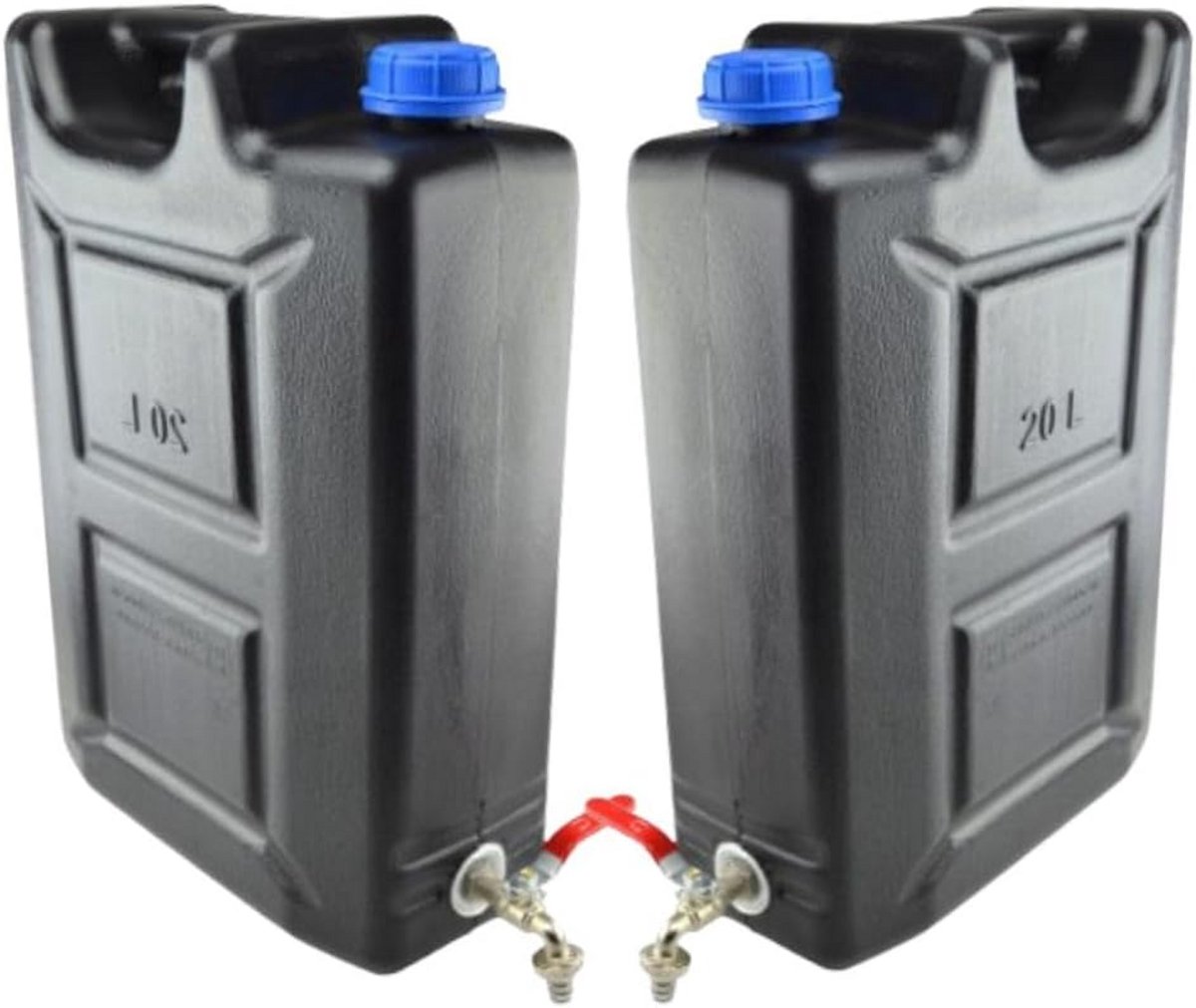 Set van 2x 20L Waterkanister met Kraan - Kunststof Watertank voor Thuis en Buiten