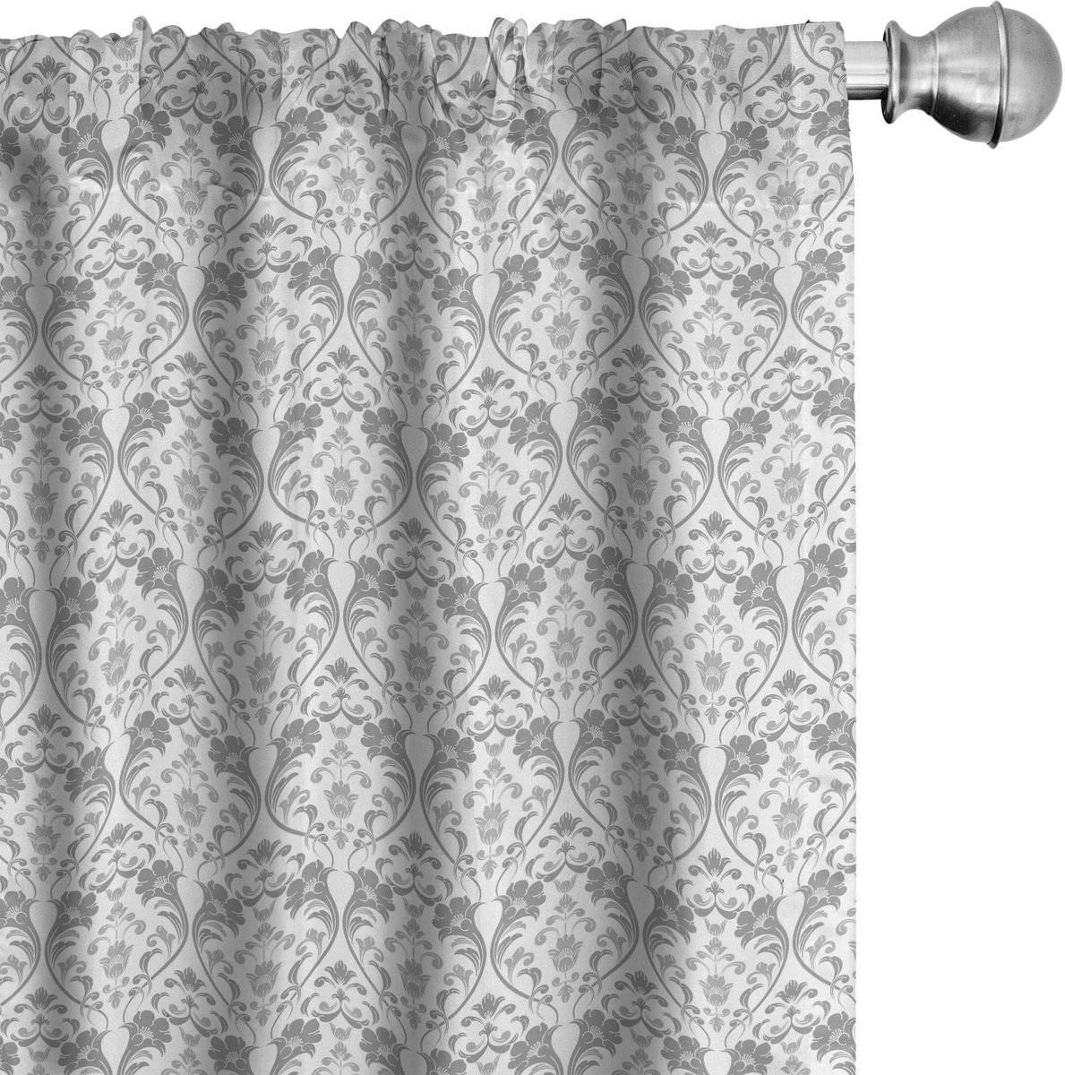 ABAKUHAUS Geometrische gordijnen 2-delige set – microvezel, halfverduisterend, grijs/wit