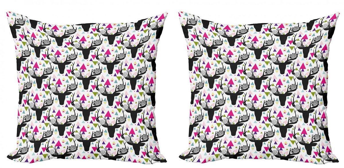 ABAKUHAUS Hert Kussenhoes – 2x50x50 cm – Multicolor – Dubbelzijdig bedrukt Mehrfarbig