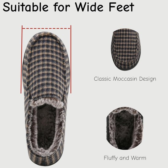 SMajong Heren Pantoffels Winter Warme Huis Schoenen Antislip Mocassin-pantoffels Fuzzy Slippers voor Binnen en Buiten Zwart Geel 45 EU