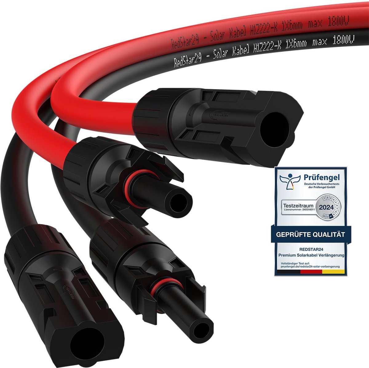 Zonnekabel Verlenging - PV Kabel - Zonnepaneel Aansluiten - UV-bestendig IP68 - 5 meter 4mm² - Zwart