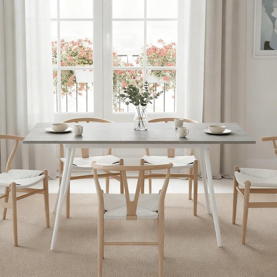 Uitschuifbare Eettafel Scandinavisch Design 120-160 cm - Houten Tafel ...