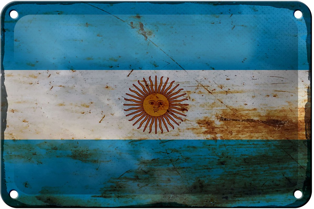 Blechschild Flagge Argentinien 18x12cm Flag Argentina Rost