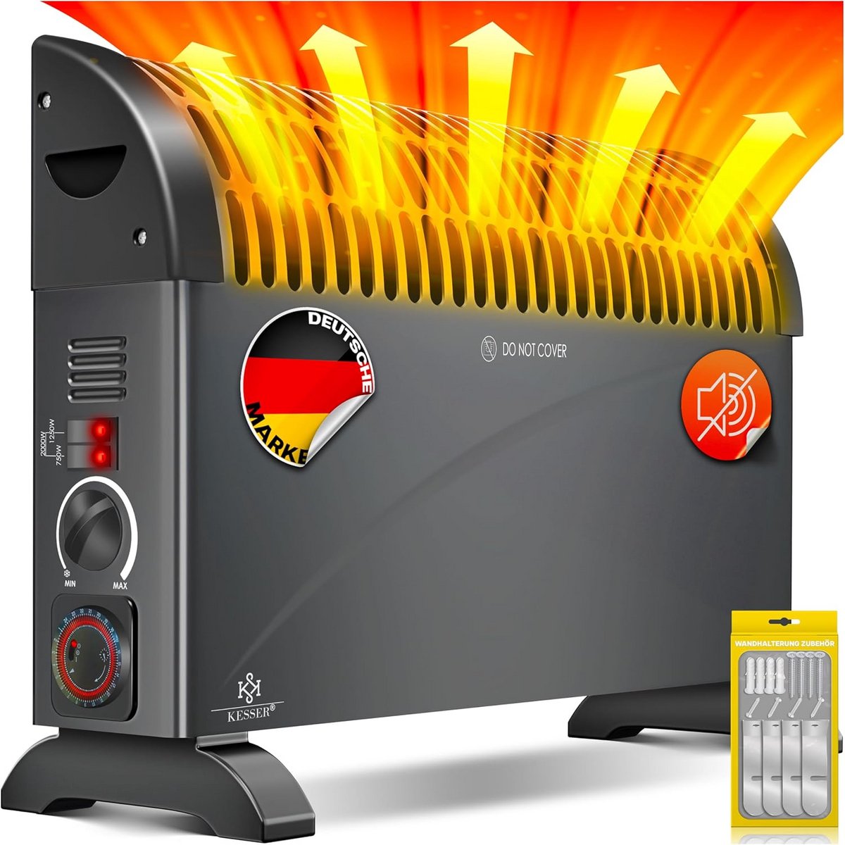 Krachtige Convector Verwarming 2000W met Timer en Thermostaat - Vloer- of Wandmodel