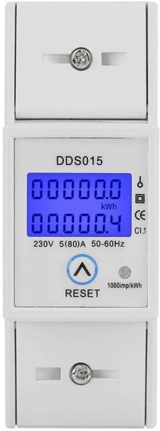 Eenfasemeter, DDS1891 kilowattuur kWh-meter, 4P LCD-energiemeters voor elektriciteitsrail met hoge nauwkeurigheid, 50 Hz 230 V, met micro-elektronische technologie en grootschalige geïntegreerde schak