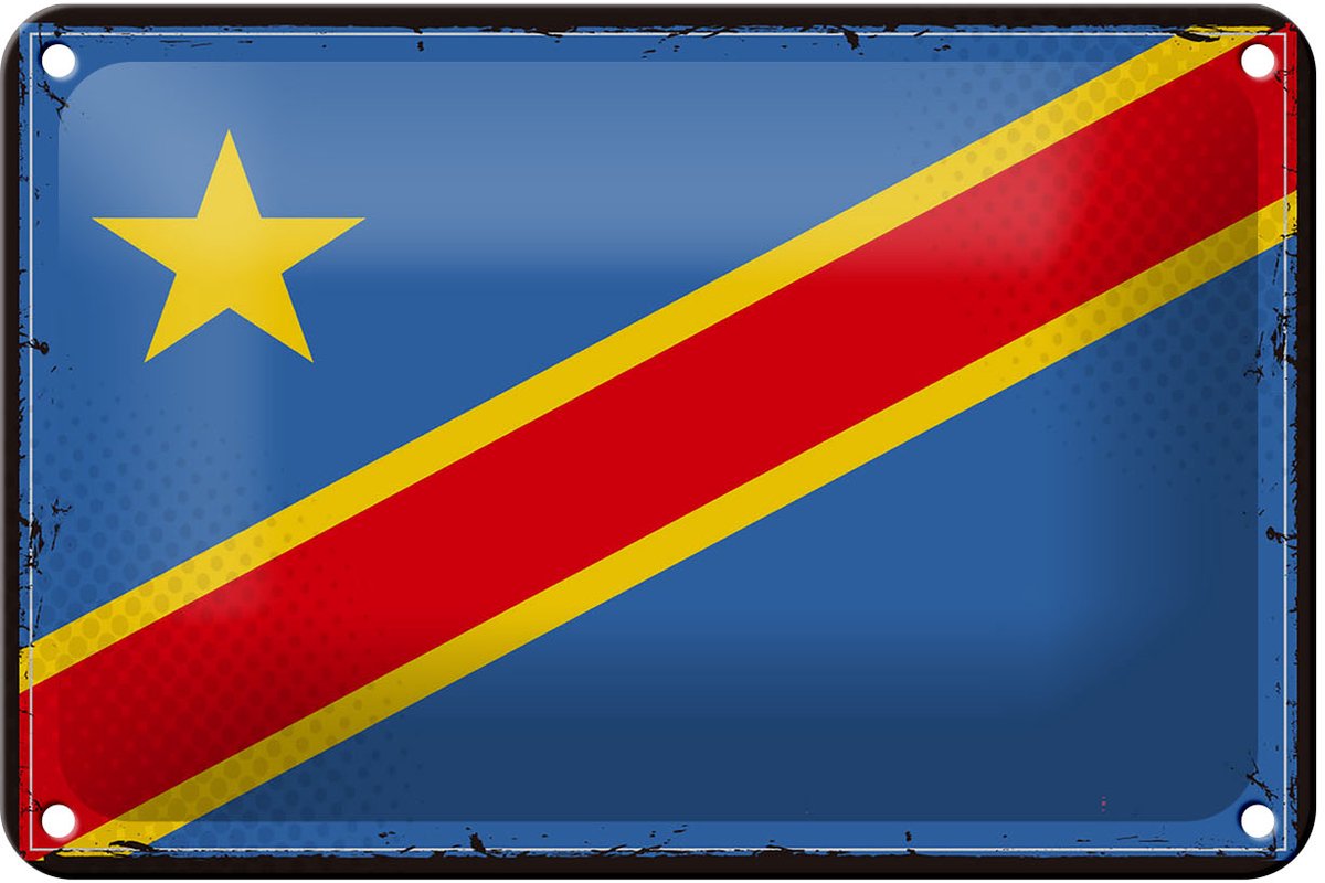 Blechschild Flagge DR Kongo 18x12cm Retro democratic Congo