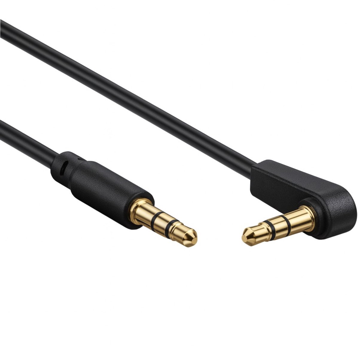 3,5mm Jack stereo audio slim kabel - haaks / zwart - 1 meter