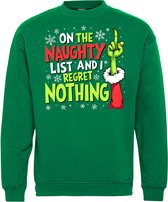 Kersttrui On The Naughty List | Foute Kersttrui heren dames | Christmas Sweater | Groen | maat XL