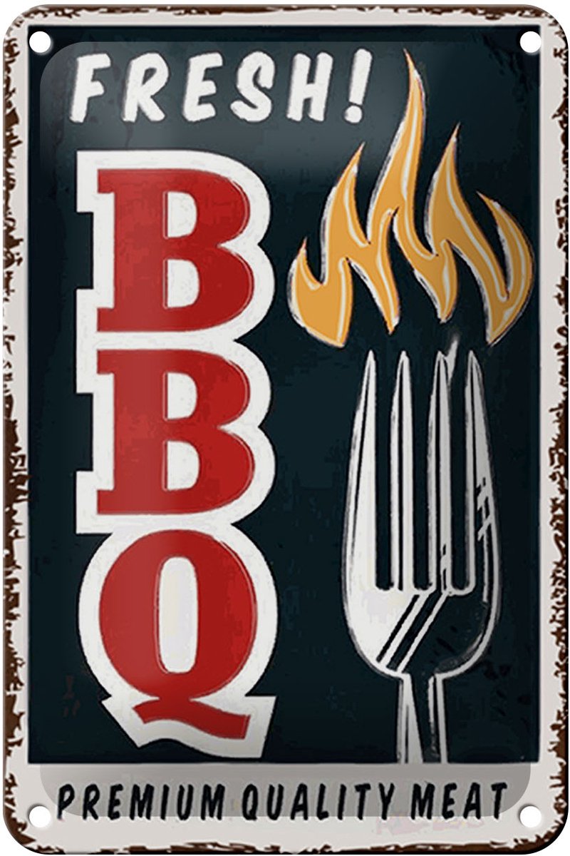 Blechschild Spruch 12x18cm fresh BBQ Grill Premium Quality