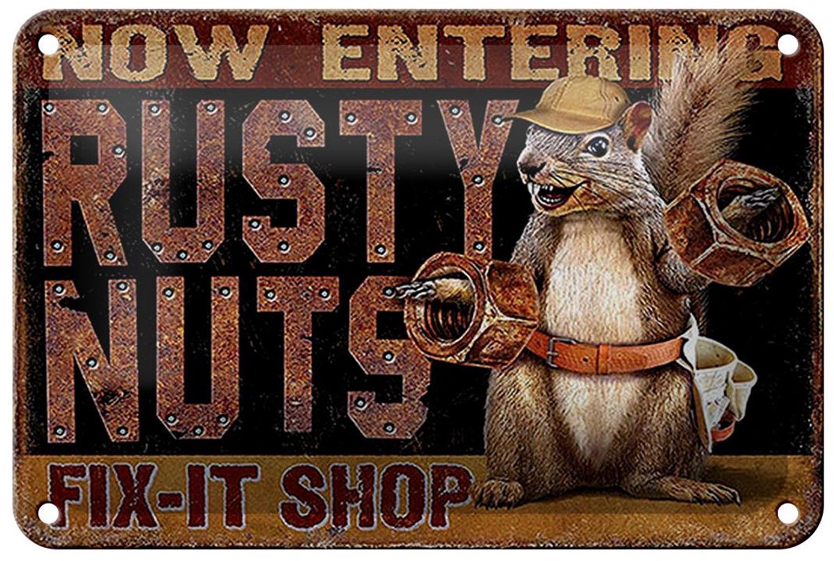 Blechschild Spruch 18x12cm Fix-it Shop rusty nuts Garage
