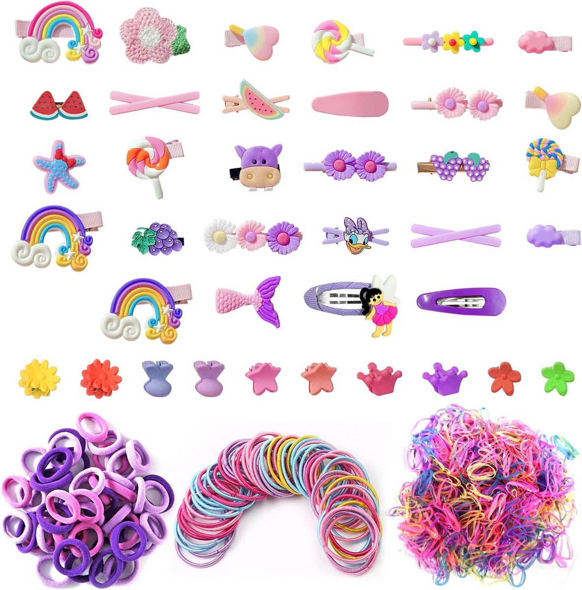 Grote Set Haaraccessoires voor Meisjes - 638 Delen Clips, Elastiekjes en Haarbanden