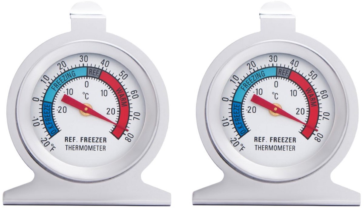 Roestvrijstalen Koelkastthermometer met Dubbele Schaal voor Ophangen en Plaatsen