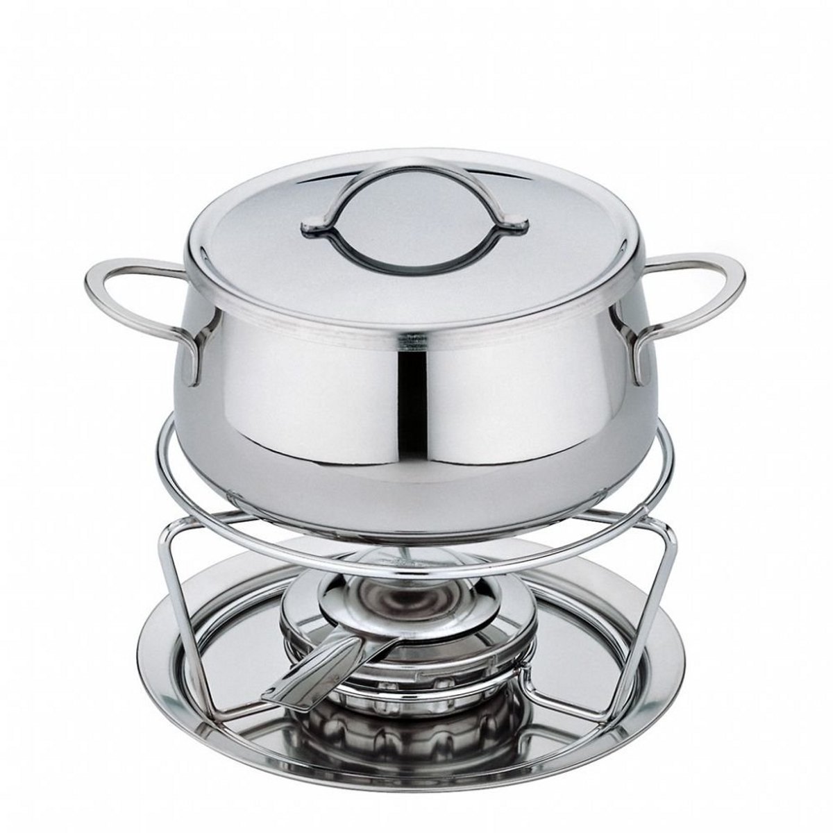 RVS Fondue Set met Spatbescherming en Pastbrander