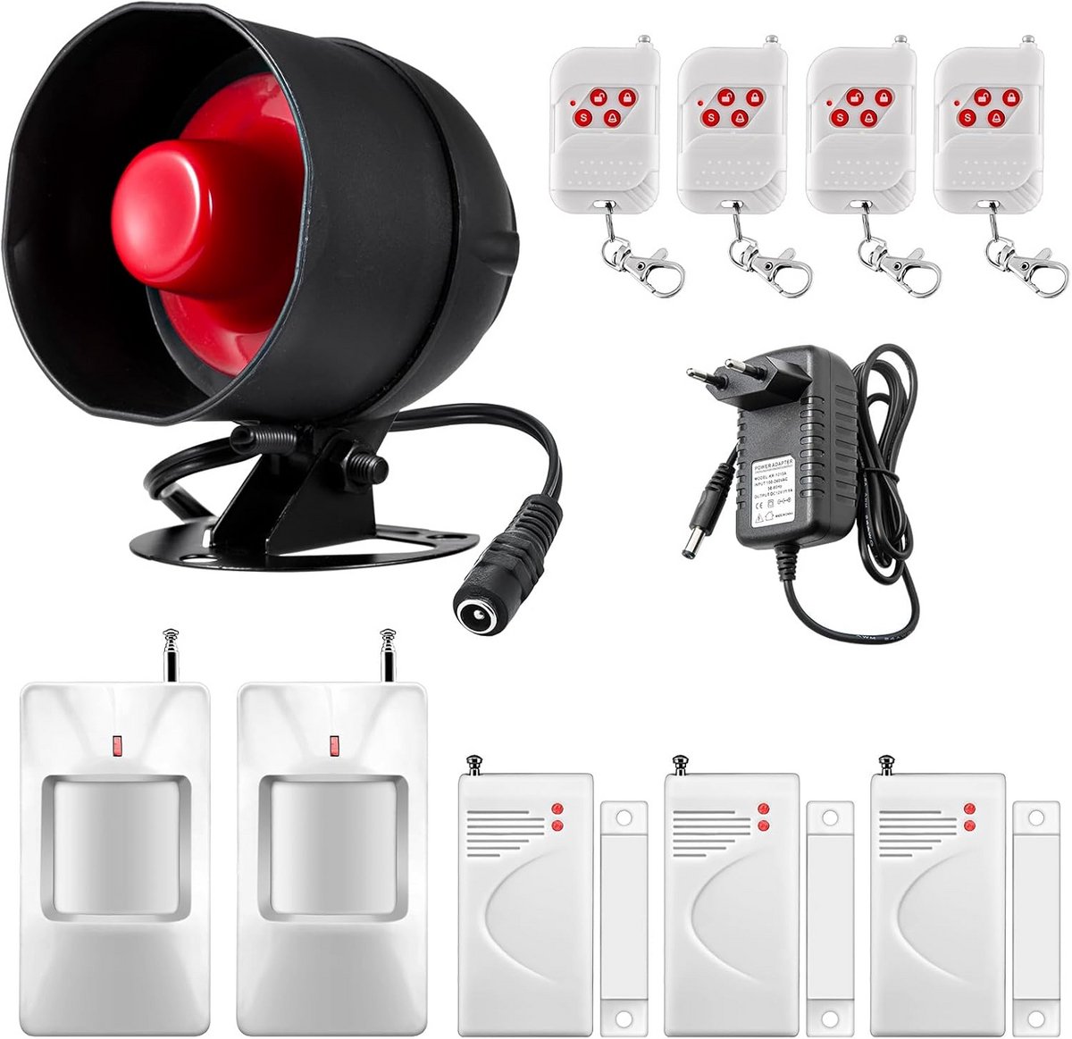 Uitbreidbaar Draadloos Alarmsysteem: 11-Delige Set met 115dB Sirene, Bewegingssensor & Deuralarm